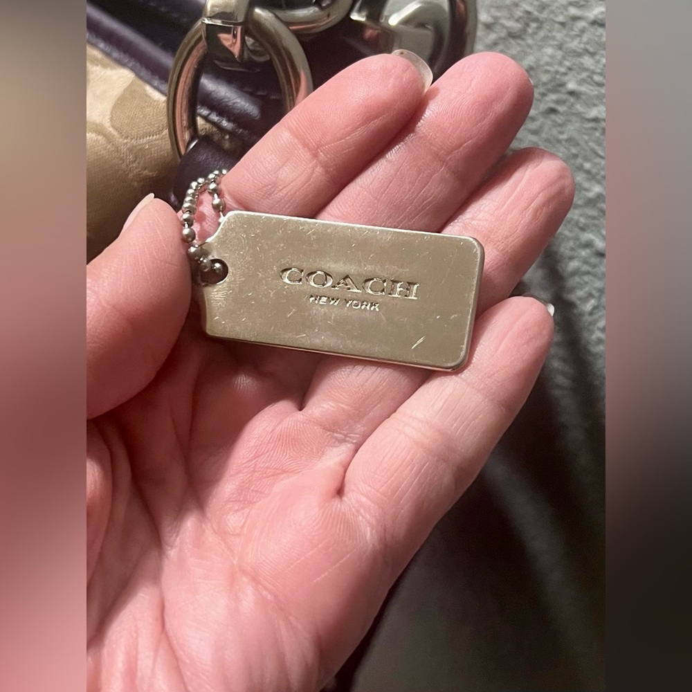 Genuine Coach Signature Madison Phoebe Gold and Purple Hobo Bag Purse Leather - Picture 4 of 14